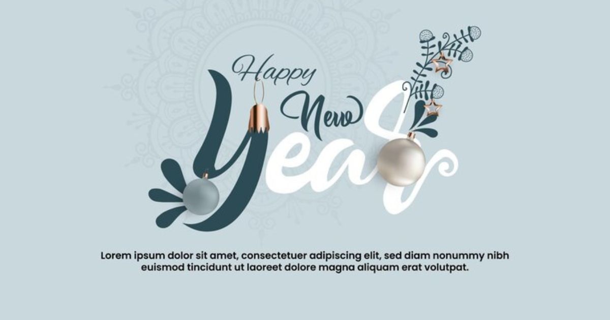 Happy New Year 2025 shayari image with decorative ornaments and heartfelt festive message